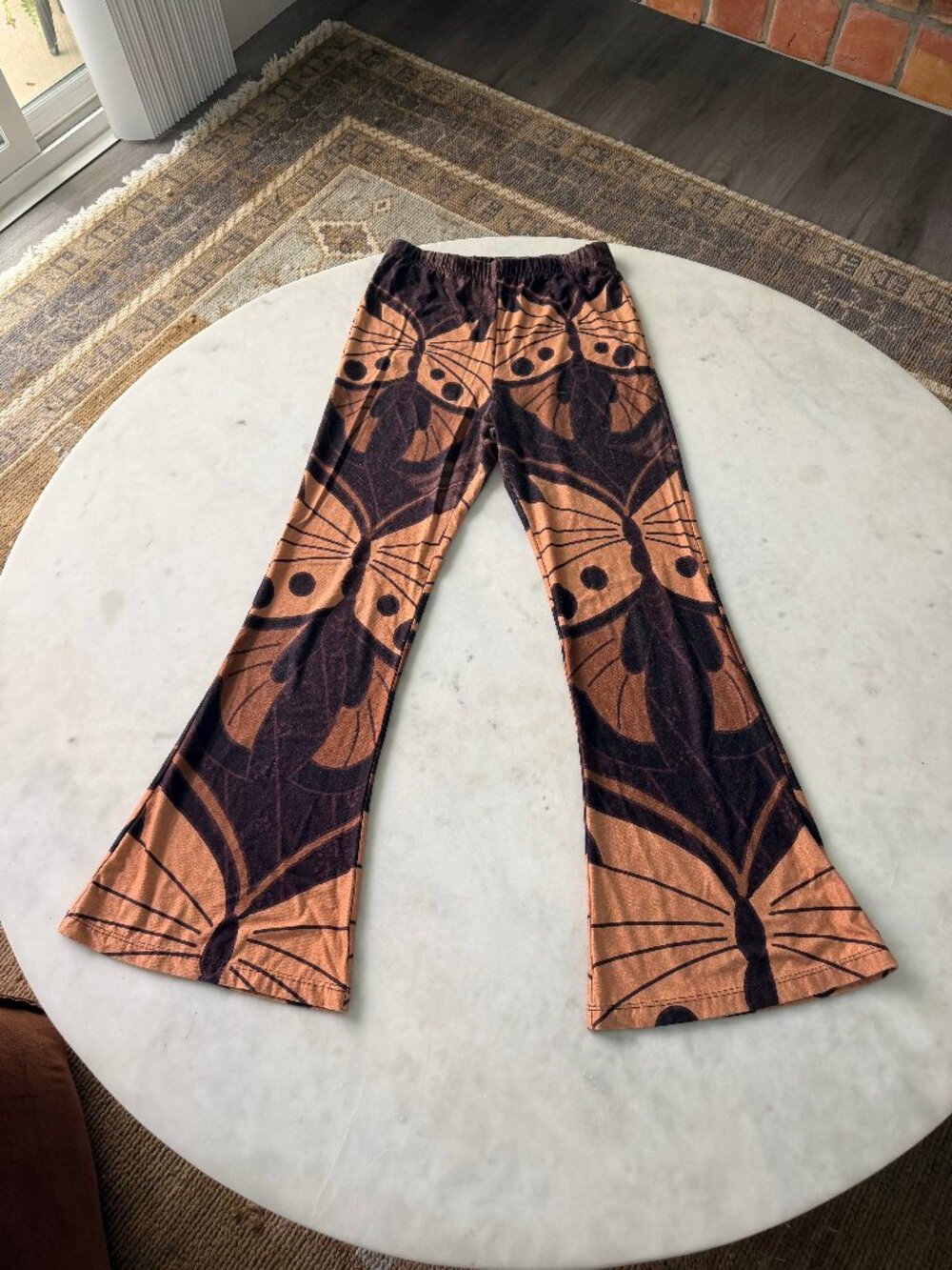 Novella Royale Iris Cropped Bell Pants Butterfly Print Brown & Copper Size Small